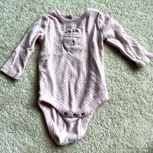 Baby Gap One Piece Onesie Girls Size 3-6 Month Pink‎ Polka Dot Long Sleeve